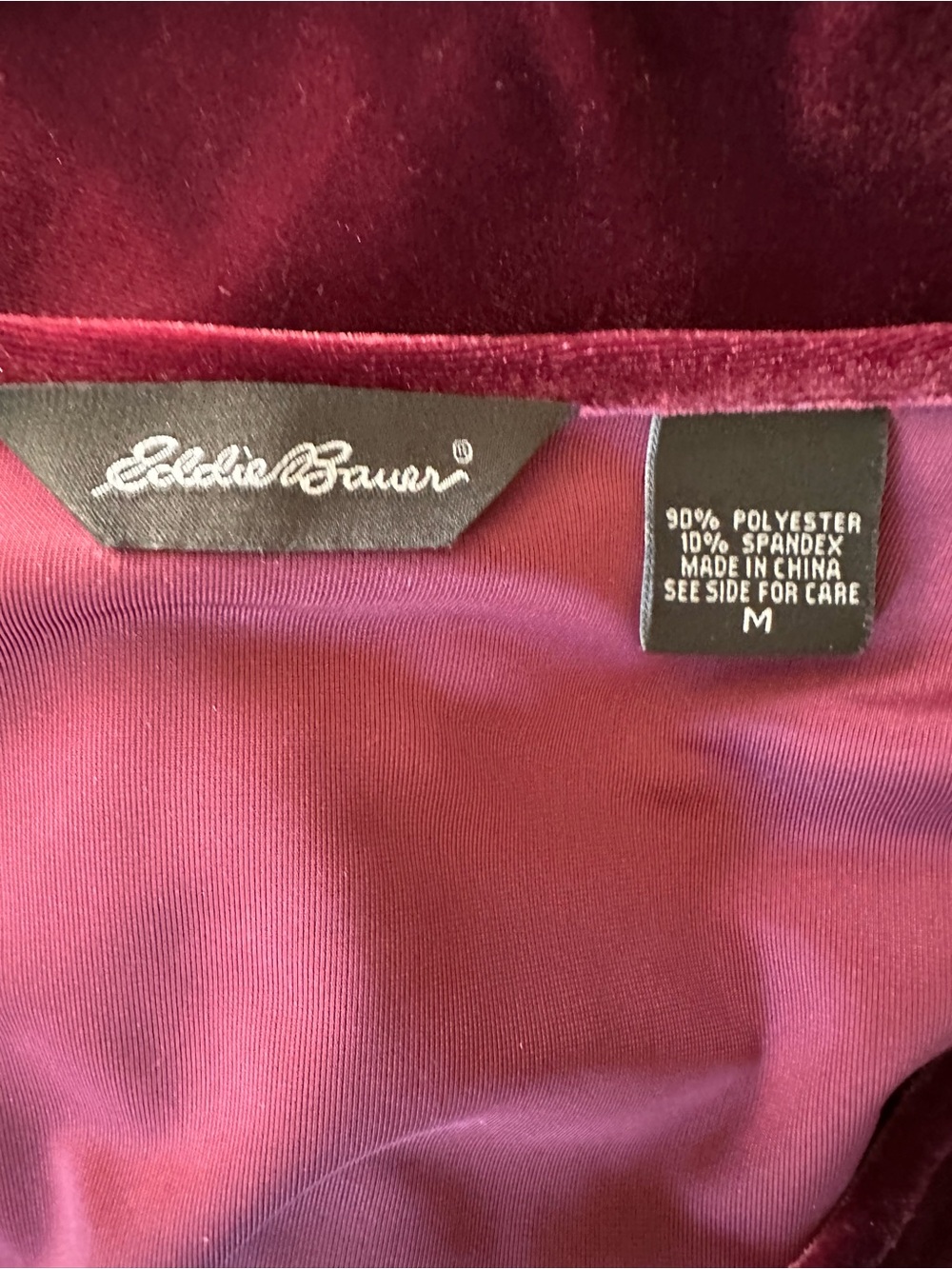 Eddie Bauer Burgundy Velvet Maxi Dress V Empire Waist Stretch Sz M - Picture 3 of 6